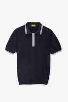 Polo mezza manica con zip in 100% Cotone Supersoft Blu e Bianco | SVEVO