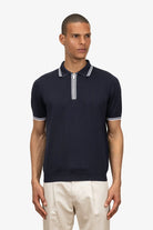 Polo mezza manica con zip in 100% Cotone Supersoft Blu e Bianco | SVEVO