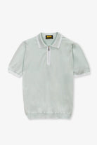 Polo mezza manica con zip in 100% Cotone Supersoft Azzurro Pastello e Bianco | SVEVO