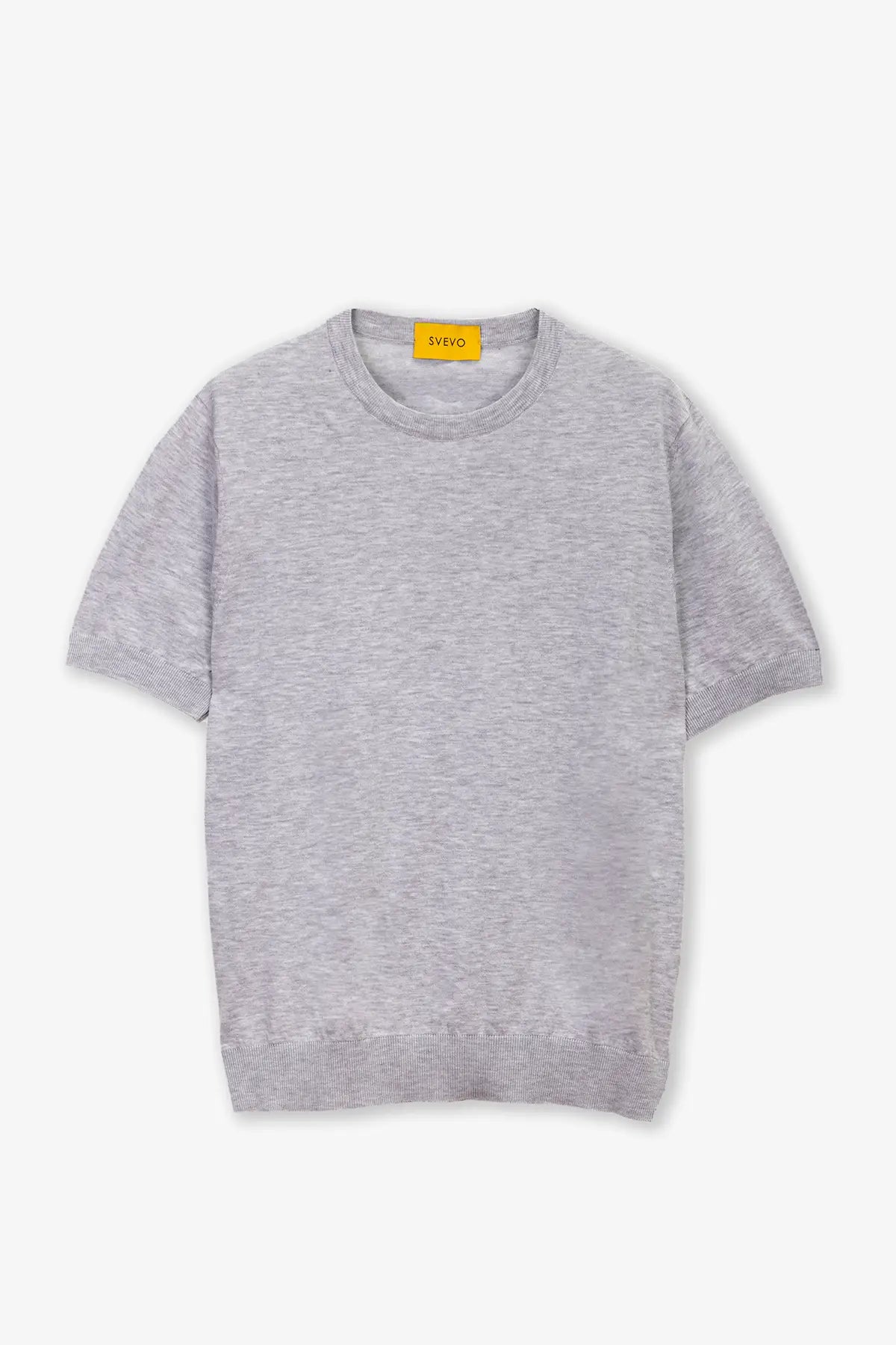 Girocollo mezza manica in 100% Cotone Grigio Chiaro Melange | SVEVO