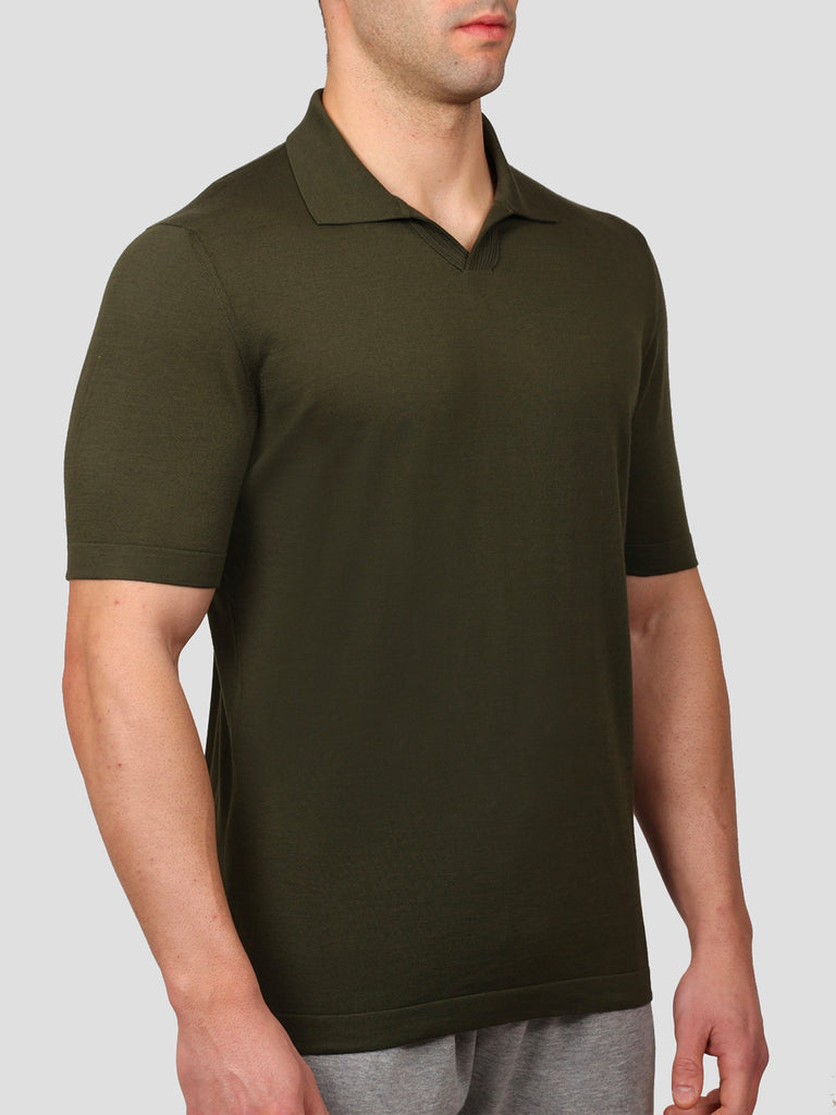 Polo scollo a V 100% Cotone Supersoft Verde - SVEVO