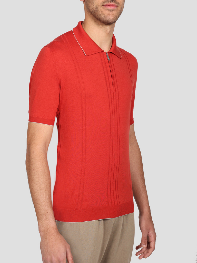 Maglia Polo con zip Cotone Supersoft Rossa - Svevo Abbigliamento