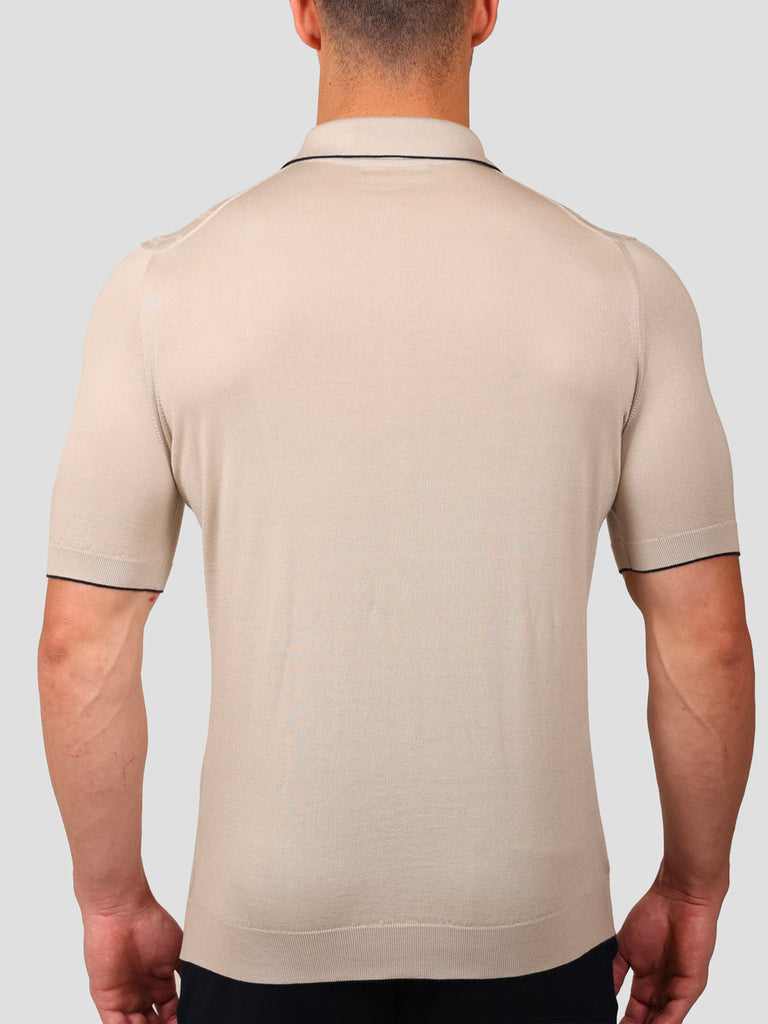 Maglia Polo con Zip 100% Cotone Supersoft Beige - SVEVO