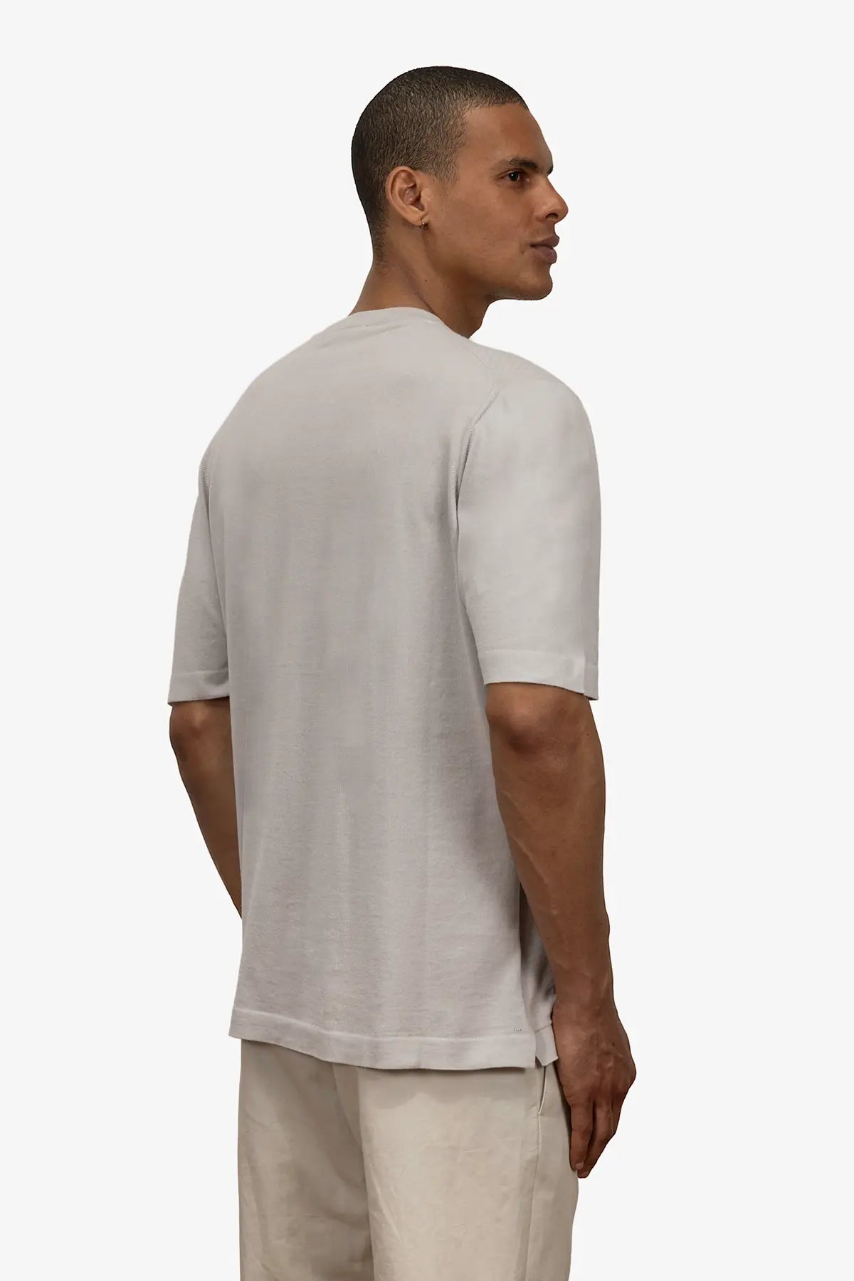 Girocollo mezza manica fondo tubolare in 100% Cotone Supersoft Grigio Chiaro | SVEVO