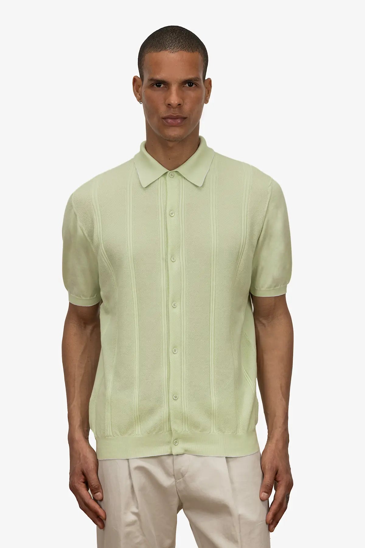 Camicia mezza manica punto piquet in 100% Cotone Supersoft Verde Acqua | SVEVO