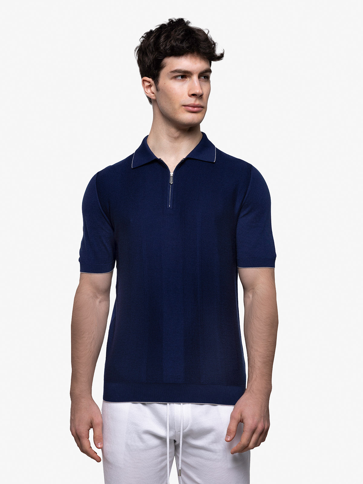 SVEVO 半袖 ポロシャツ ニット 46 ネイビー 綿100% イタリア製 SVEVO 半袖 ポロシャツ ニット 46 ネイビー 綿100% イタリア製 SVEVO